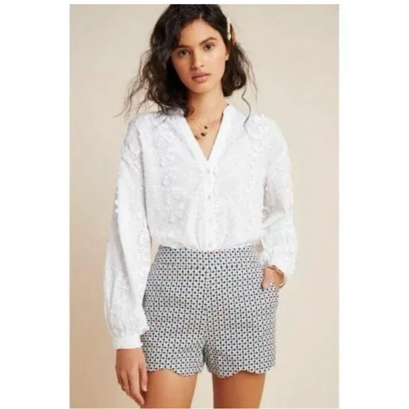 ANTHROPOLOGIE - Georgie Scalloped Hem Shorts - Picture 4 of 10
